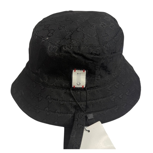 Black Monogram Bucket Hat with Chin Ties | Fashion Streetwear Hat NWOT